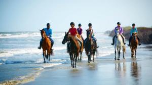 eine Gruppe von Menschen, die am Strand reiten in der Unterkunft MG3083: 3083 Marshgate in Seabrook Island
