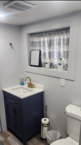 a bathroom with a sink and a toilet at The Nook Suite in Hackensack