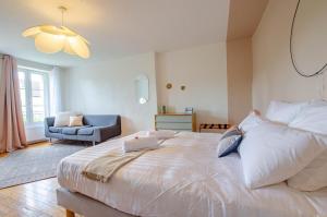 Postel nebo postele na pokoji v ubytování Villa les lilas