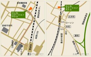 a map of a city at Hikone Station Hotel in Hikone