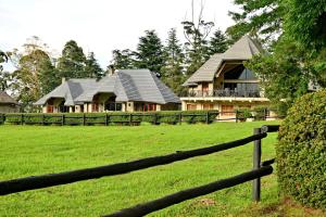 a house with a fence in front of a field at Champagne Castle Hotel in Champagne Valley +78 photos