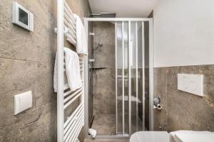 a bathroom with a walk in shower and a toilet at S Apartment in Flachau +26 photos