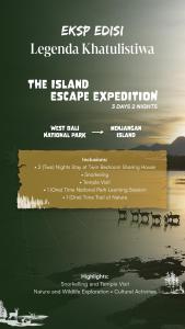 a flyer for the island escape expedition at the lake at Menjangan Ecolodge - CHSE Certified in Banyuwedang