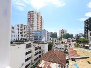 a view of a city skyline with tall buildings at Cosy 2 Bedroom at Ganjoni near the landmark site at Pembe za Ndovu - Elephant Task in Mombasa