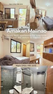 eine Collage mit Bildern eines Wohn- und eines Schlafzimmers in der Unterkunft Amakan Malinao Apartments for long term rentals only in General Luna