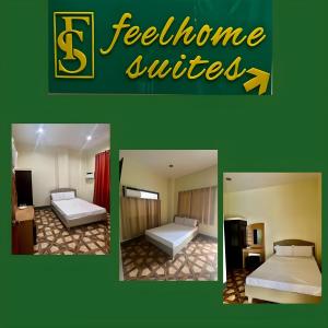 une chambre d'hôtel avec deux lits et le mot furnitureunia dans l'établissement Feel Home Suites, à Pagadian 9 autres photos