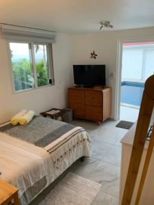 TV a/nebo společenská místnost v ubytování Maison des Brin - Lorient Camaruche