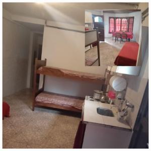Dos fotos de una habitación con cocina y fregadero. en El Encanto, en Mar del Plata