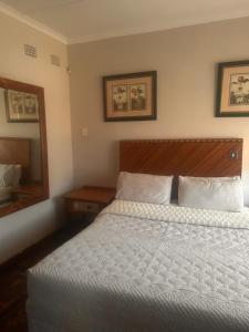 a bedroom with a bed and a mirror at Nathi Lodge in New Germany +8 photos