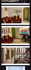 KorothSai home stay & service villa的两张客厅照片，里面有沙发和电视。