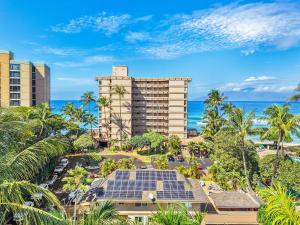 an aerial view of a resort with solar panels at Maui Kai 808 · MK 808 OceanFront 1BD Kaanapali Beach Ocean Views in Lahaina
