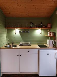 Η κουζίνα ή μικρή κουζίνα στο Bakkakot 3 Cozy Cabin In The Woods