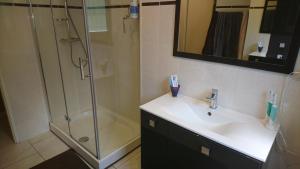 a bathroom with a sink and a shower at chambre dans une maison 