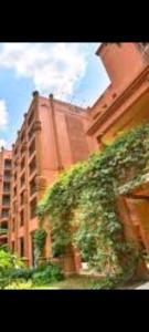 恩德培Airport View International Hotel Uganda的一座大片绿色灌木丛,毗邻一座建筑