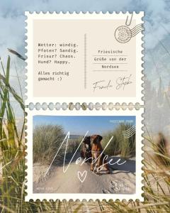 una cartolina con due cani seduti su una spiaggia di Koje 2 a Wangerland