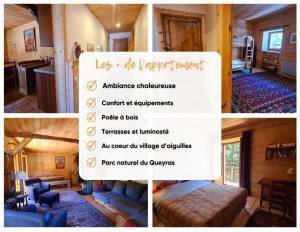 a collage of pictures of a room with a sign at Très bel appartement au coeur du Parc naturel du Queyras - Aiguilles in Aiguilles