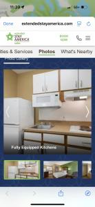 two pictures of a kitchen with white appliances at Extended Stay America in Clearwater