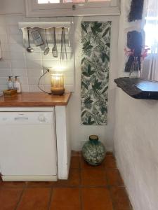 een keuken met een aanrecht en een vaas op de vloer bij La Cuesta14 in Güime +33 foto's