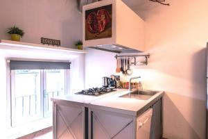 a small kitchen with a sink and a stove at Luxe Paradise - 4 person, Historic Center in Modena