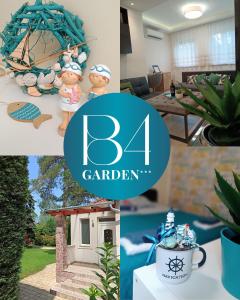 Un collage de fotos con el logo de b garden. en B4 Garden ***, en Siófok