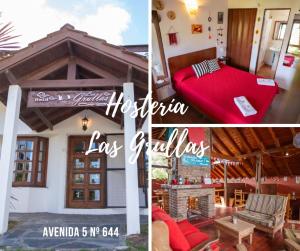 a collage of photos of a house with a red mattress at Las Grullas in Villa Gesell +47 photos