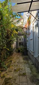 une ruelle avec des feuilles au sol dans l'établissement Studio Cosy entièrement rénové - Centre Historique, à Rochefort