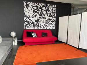 Posezení v ubytování Green River Loft