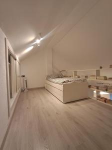 a large white room with a bed in it at Casa los Rebecos in Villanúa