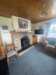 uma sala de estar com lareira e um sofá em Sonnys Rest em Ardara