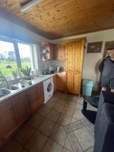 uma cozinha com pia e máquina de lavar em Sonnys Rest em Ardara