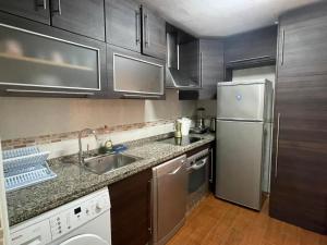 a kitchen with a sink and a refrigerator at Apartamento céntrico in Elche