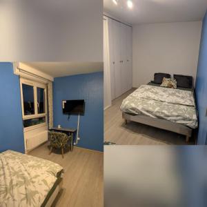 Ένα ή περισσότερα κρεβάτια σε δωμάτιο στο Chambre avec douche privative