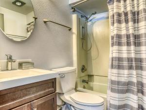 une salle de bains avec toilettes, lavabo et douche dans l'établissement Thunderhead Lodge #301 - Meredith Lodging, à Government Camp 12 autres photos