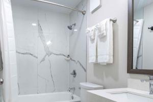 een badkamer met douche, toilet en wastafel bij Extended Stay America Suites - Columbia - Greystone in Columbia +21 foto's