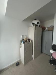 イルフォードにあるSpacious ensuite room in front of stationのドレッサーとキャビネットのある屋根裏部屋