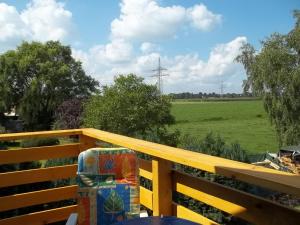 Ferienwohnung Berne في Berne: سطح مطل على حقل أخضر