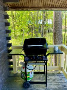 a grill sitting on a table on a patio at chalet 2 - Domaine de l'Archipel in Sorel +17 photos