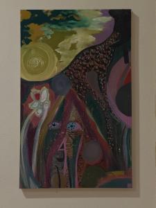 a painting of a tree with grapes at La Punta in Brisas de Zicatela