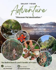 Un collage de fotos de un río y una mujer. en Yor Song Hostel Pai, en Ban Huai Pu