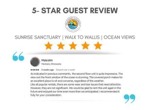 a screenshot of the star guest review website at Sunrise Sanctuary Walk to Wallis Ocean Views in Rye