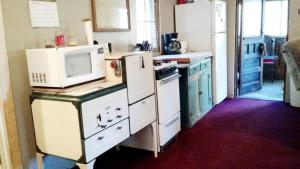 Nhà bếp/bếp nhỏ tại Secluded Rustic Cabin Rental Inside Manistee National Forest in Brethren, Michigan