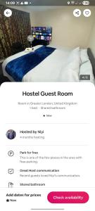 ロンドンにあるAwayHome Guest Roomsのベッドのあるホテルの客室のスクリーンショット