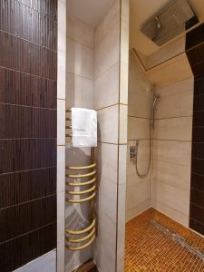 オンフルールにあるChambres Houdailleのバスルーム(シャワー、タオル付)