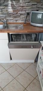 Η κουζίνα ή μικρή κουζίνα στο Urlaub an der Müritz