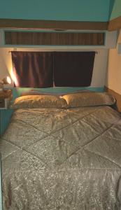 a large bed in a room with at One Life Live It Farm stay Retro VanStay in Dareton
