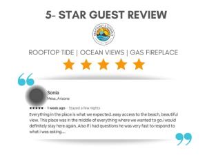 a screenshot of the star guest review website at Ocean Hideaway Rooftop Deck Fireplace in Salisbury Beach
