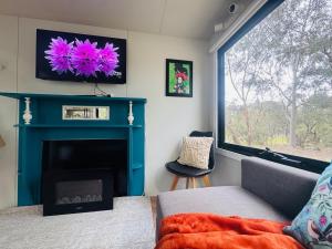 TV/trung tâm giải trí tại Tiny House Glenrowan - Kingfisher Eco Retreat
