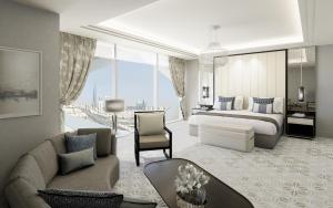 a bedroom with a king sized bed and a living room at Sofitel Riyadh Hotel & Convention Centre in Riyadh +119 photos