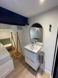 a bathroom with a sink and a mirror at Atelier Marius ROCHE in Marseille