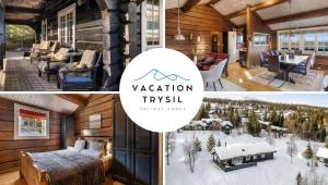 a collage of photos of a log cabin with a room at Trysilfjell 615 by Vacation Trysil in Trysil
